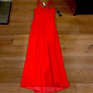 BCBG red evening gown.